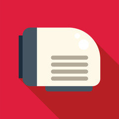 Poster - White electric convection heater warming a room with a long shadow on a red background