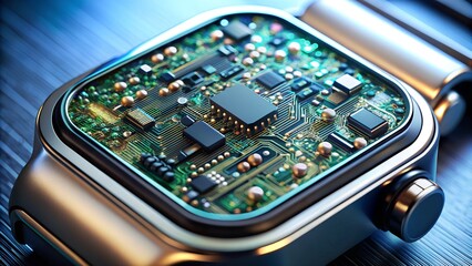 Poster - Close Up of Internal Circuitry in High Tech Smartwatch