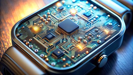 Poster - Close Up of Internal Circuitry in High Tech Smartwatch