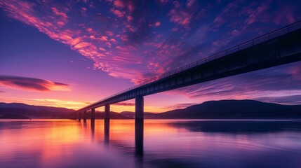 Poster - Bridge Over Water at Sunset