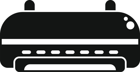 Poster - Black silhouette of a modern air conditioner cooling a room, ideal for representing concepts like summer, heat, or climate control