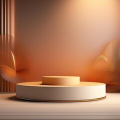 Poster - Modern circular podium set against an abstract gradient background, ideal for presentations, product displays, or artistic showcases