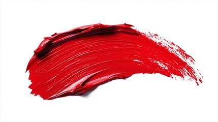 Poster - A vibrant red paint swath on a white canvas showcasing artistic expression and creativity