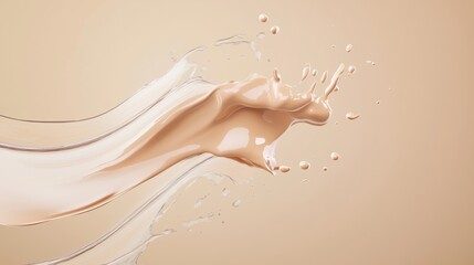 Poster - A smooth cream splashing across a beige surface in an artistic presentation