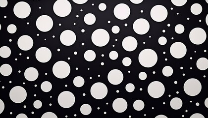 Poster - Abstract composition featuring white circles of various sizes against a black background, creating a modern and minimalist design