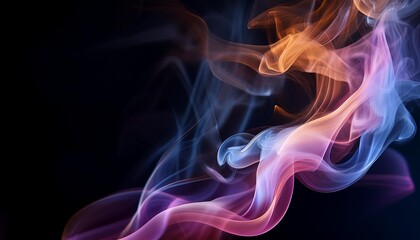 Poster - Abstract colorful smoke patterns flowing gracefully against a dark background creating a mesmerizing visual effect
