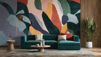 Poster - Contemporary Abstract Art Design with Textured Background for Mural or Carpet