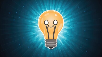 Poster - 3D Light Bulb Icon on a Bright Background