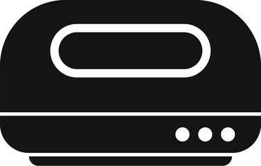 Sticker - Black and white icon of a convection toaster oven, perfect for depicting cooking, baking, or kitchen appliances