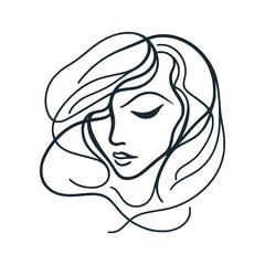 Poster - The abstract lady girl illustration. Black white vector illustration.