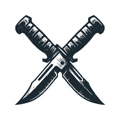 Wall Mural - The commando knifes. Black white vector illustration.