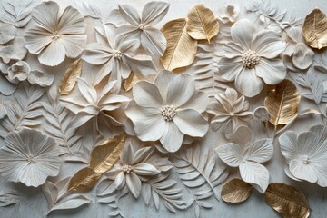 Wall Mural - Flowers Classic 3D wallpaper for home interior, 3D wallpaper for home interior generated with AI