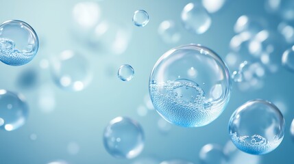 Poster - bubbles rising through clear water in an illuminated blue environment during a tranquil moment