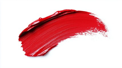 Poster - A bold stroke of vibrant red paint on a clean white surface showcasing artistic expression and creativity