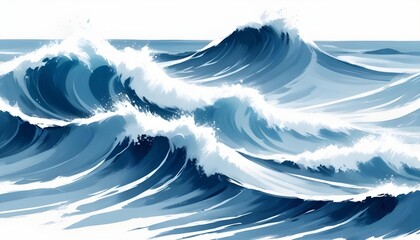 Wall Mural - Crashing ocean waves with white foamy crests, creating a dynamic and powerful seascape