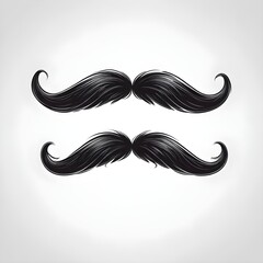 Wall Mural - Two black curly mustaches on a white background