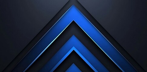 Wall Mural - 3D rendering of abstract blue geometric shapes and glowing lines on a dark background. Definition of digital design in the 21st century.