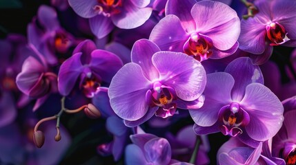 Canvas Print - Close Up of Purple Orchids