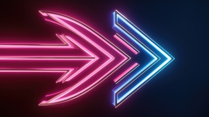 Vibrant Neon Pink and Blue Arrow Design on Dark Backdrop