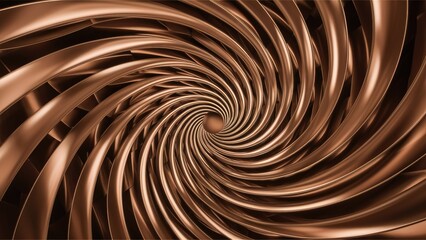 Aufkleber - hypnotic abstract spiral design with spinning bronze metal ribbons endless rotation effect