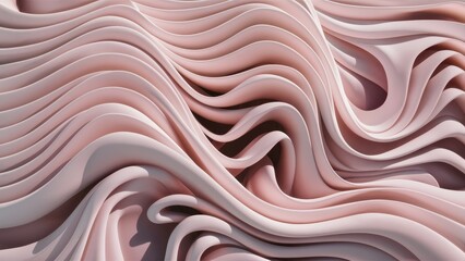 Poster - Abstract White Waves Texture with Liquid Minimalist Design  3D Rendering