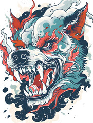 Wall Mural - Dog Head traditional tattoo illustration