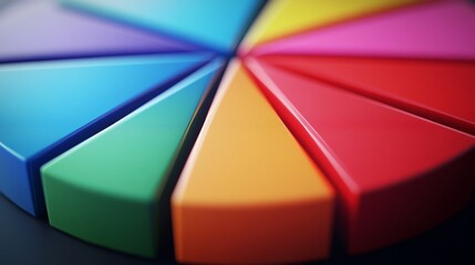 Leinwandbilder - A close-up of a colorful business pie chart with segmented sections, showcasing data distribution and a clean, professional design.