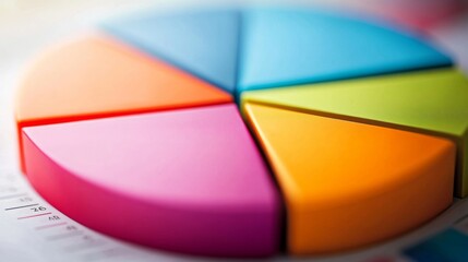Leinwandbilder - A close-up of a colorful business pie chart with segmented sections, showcasing data distribution and a clean, professional design.