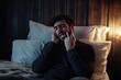 © kinara art design - Man in Bed Talking on Two Phones