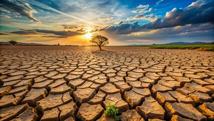 dry land cracked from thirst, drought