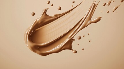 Poster - a close-up view of creamy liquid splash against a soft beige background