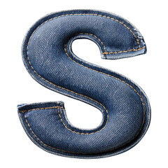 Stylish denim letter 'S' patch showcasing texture and detail, perfect for fashion, design, or branding projects.