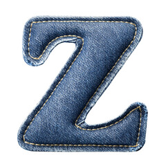 stylish blue denim letter 'z' patch with stitching details, perfect for clothing designs and creativ