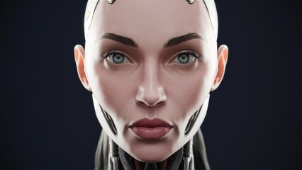 Poster - Closeup 3D rendering of a female cyborg face