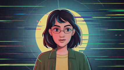Poster - Abstract lofi video background with horizontal scan lines and glitch effects