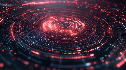 Poster - creative digital tech circle on dark backdrop. big data and technology concept
