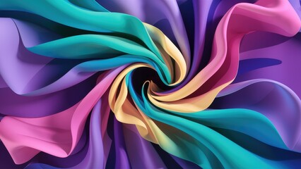 Poster - Vibrant textile background featuring blended azure and purple hues in a 3D illustration