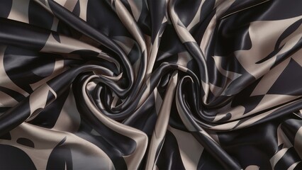 Poster - Abstract texture of luxurious black and gray satin fabric with a shiny finish