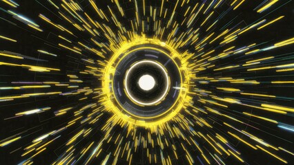 Poster - Abstract technology transmission with yellow glitch effects