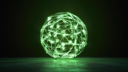 Poster - Illuminated Green Light on a Dark Background