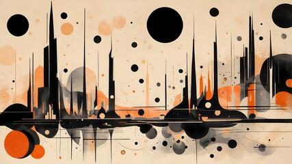 Wall Mural - Abstract dreamscape. A vibrant and dynamic abstract cityscape, featuring geometric shapes and bold colors