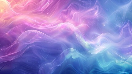 Wall Mural - A soft pastel color gradient transitioning from blue to purple to green, featuring a holographic, blurred abstract background