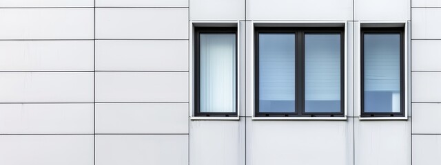  A white building with two windows on each side and a clock adjacent to one side