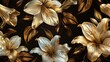 © Kateryna Kordubailo - A vintage luxury seamless floral background featuring golden amaryllis lilies. This romantic pattern serves as a template for wall decor, wallpaper, wedding invitations, ceremonies, and cards