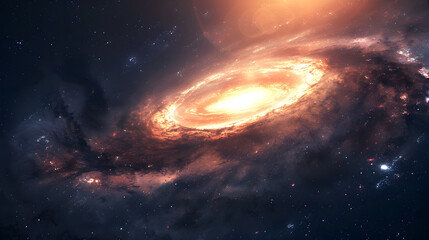 Wall Mural - astronomical purple blue galaxy sky with stars and planets. spiral galaxies twist like holes