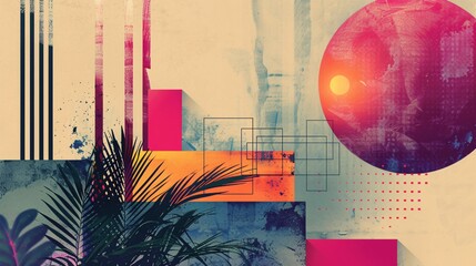 Poster - bold geometric shapes, colorful gradients, and artistic patterns create a vibrant and modern visual 