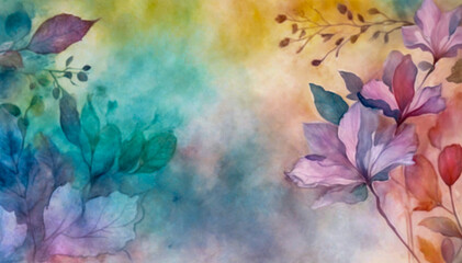 Wall Mural - Watercolor Floral Background