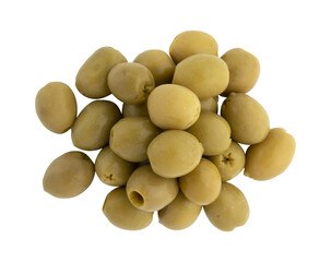 Wall Mural - green olives isolated on white