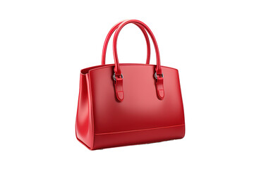 Vibrant Red Handbag on Display in a Bright Studio During Early Afternoon Light on Transparent PNG Background..