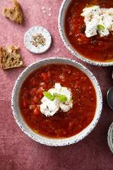 Wall Mural - Refreshing strawberry gazpacho with cheese